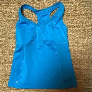 Blue built in bra athletic tank top